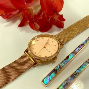 Fossil rose gold mesh watch free gift w/purchase!